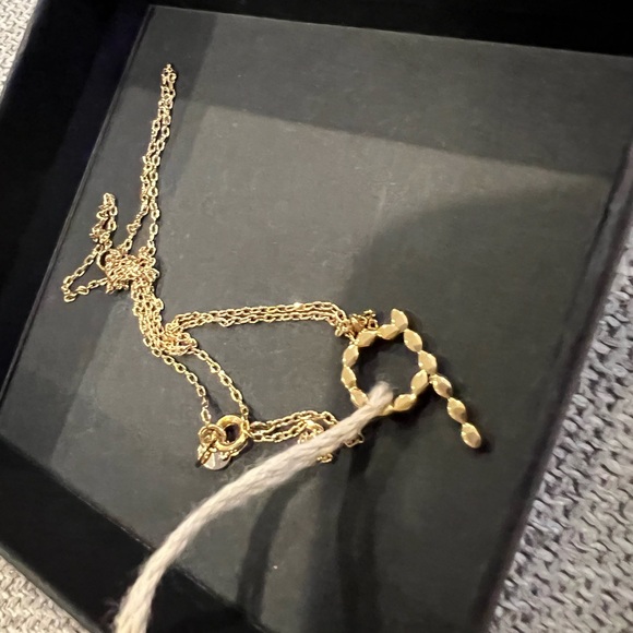 NEW Maje Rhinestone P initial gold necklace - Picture 7 of 10